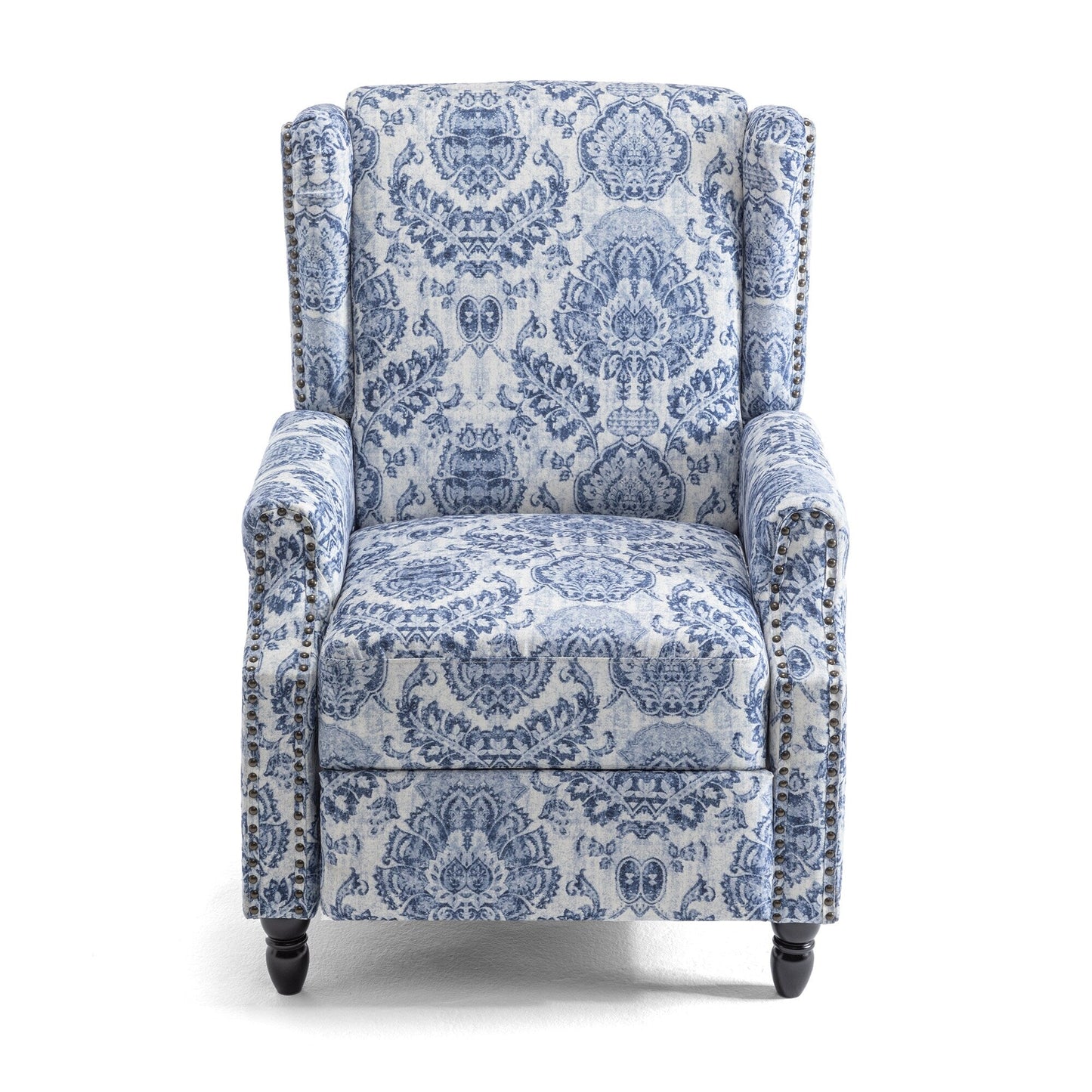 Fauteuil inclinable manuel rembourré en lin avec pieds en bois