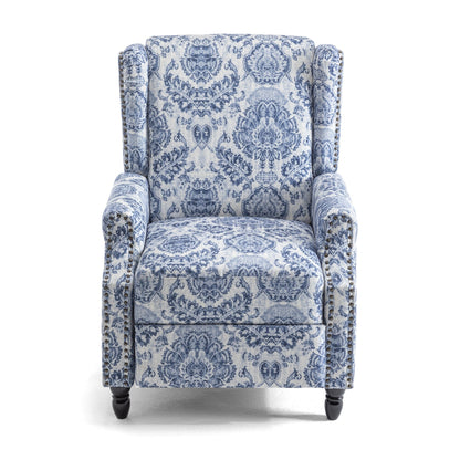 Fauteuil inclinable manuel rembourré en lin avec pieds en bois