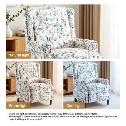 Fauteuil inclinable manuel rembourré en lin avec pieds en bois