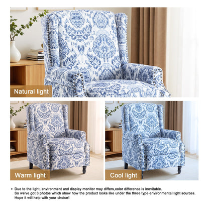 Fauteuil inclinable manuel rembourré en lin avec pieds en bois