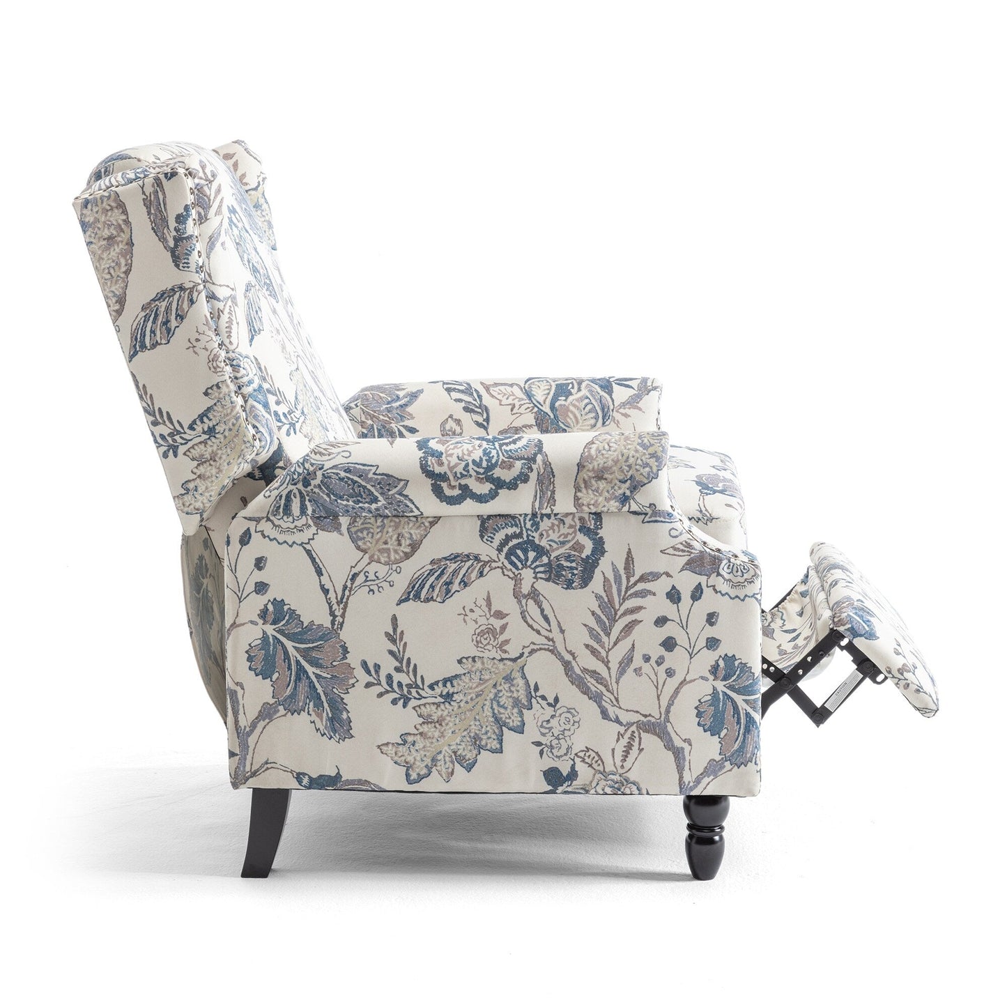 Fauteuil inclinable manuel rembourré en lin avec pieds en bois