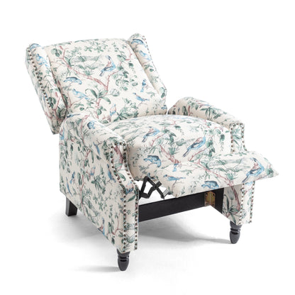 Fauteuil inclinable manuel rembourré en lin avec pieds en bois