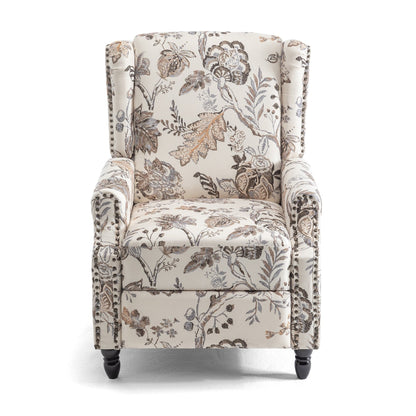 Fauteuil inclinable manuel rembourré en lin avec pieds en bois