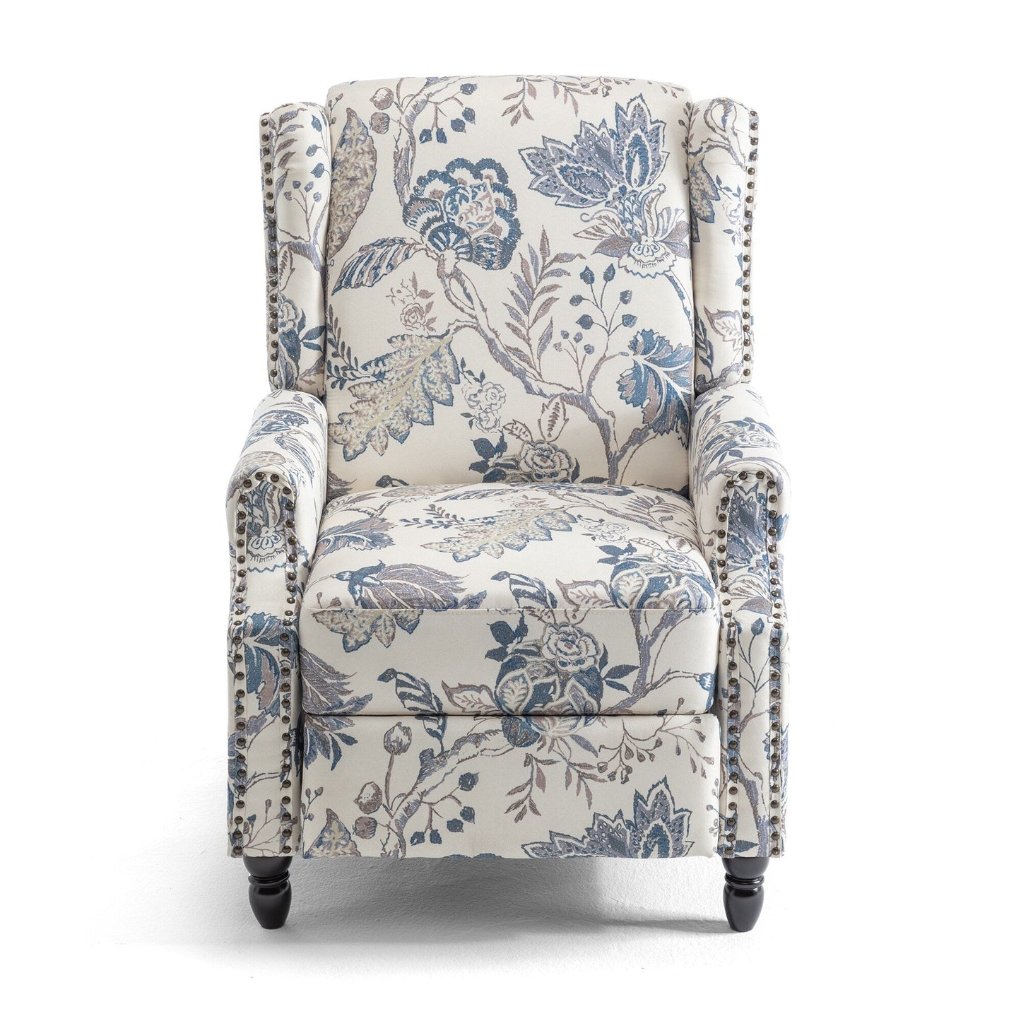 Fauteuil inclinable manuel rembourré en lin avec pieds en bois