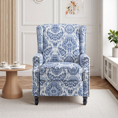 Fauteuil inclinable manuel rembourré en lin avec pieds en bois