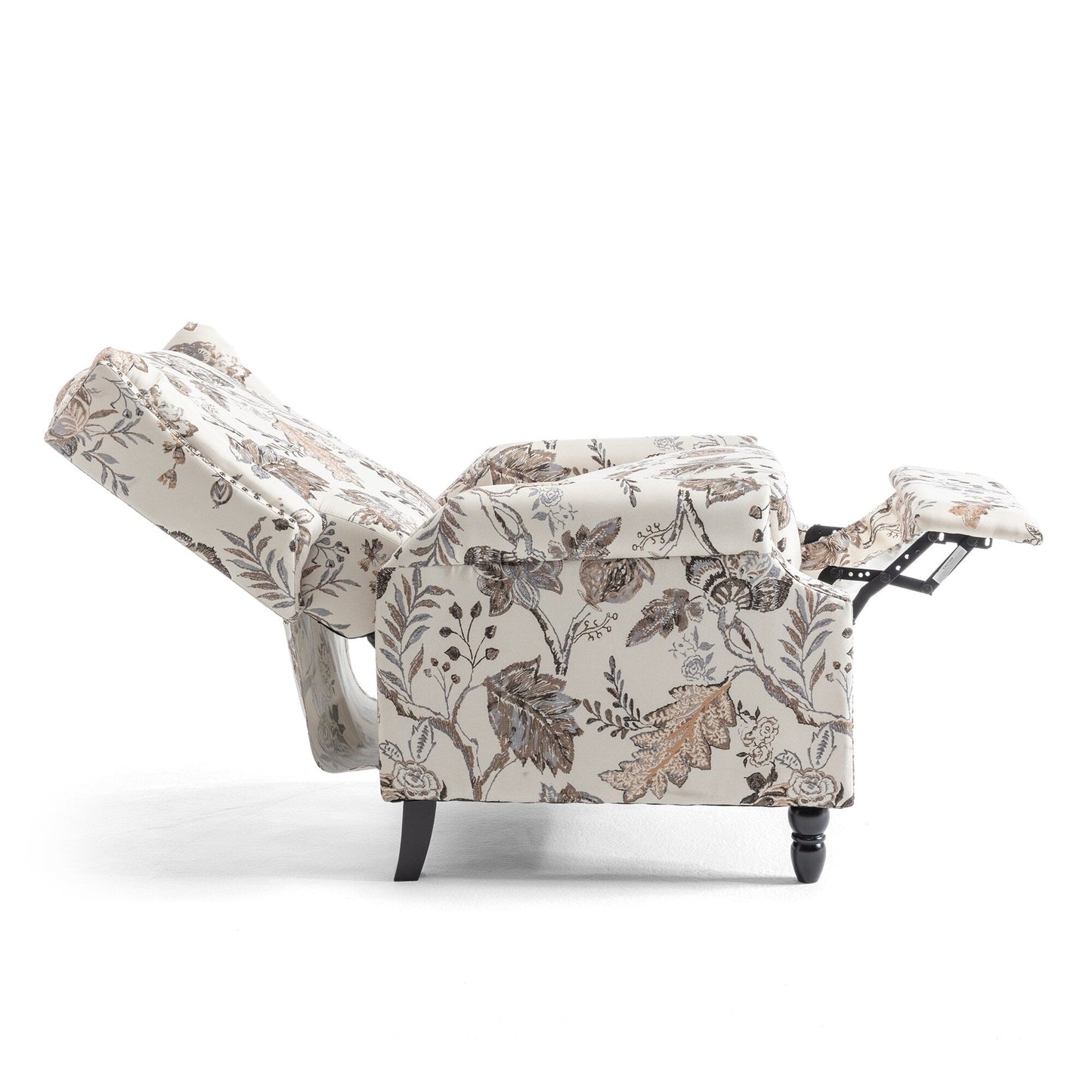 Fauteuil inclinable manuel rembourré en lin avec pieds en bois