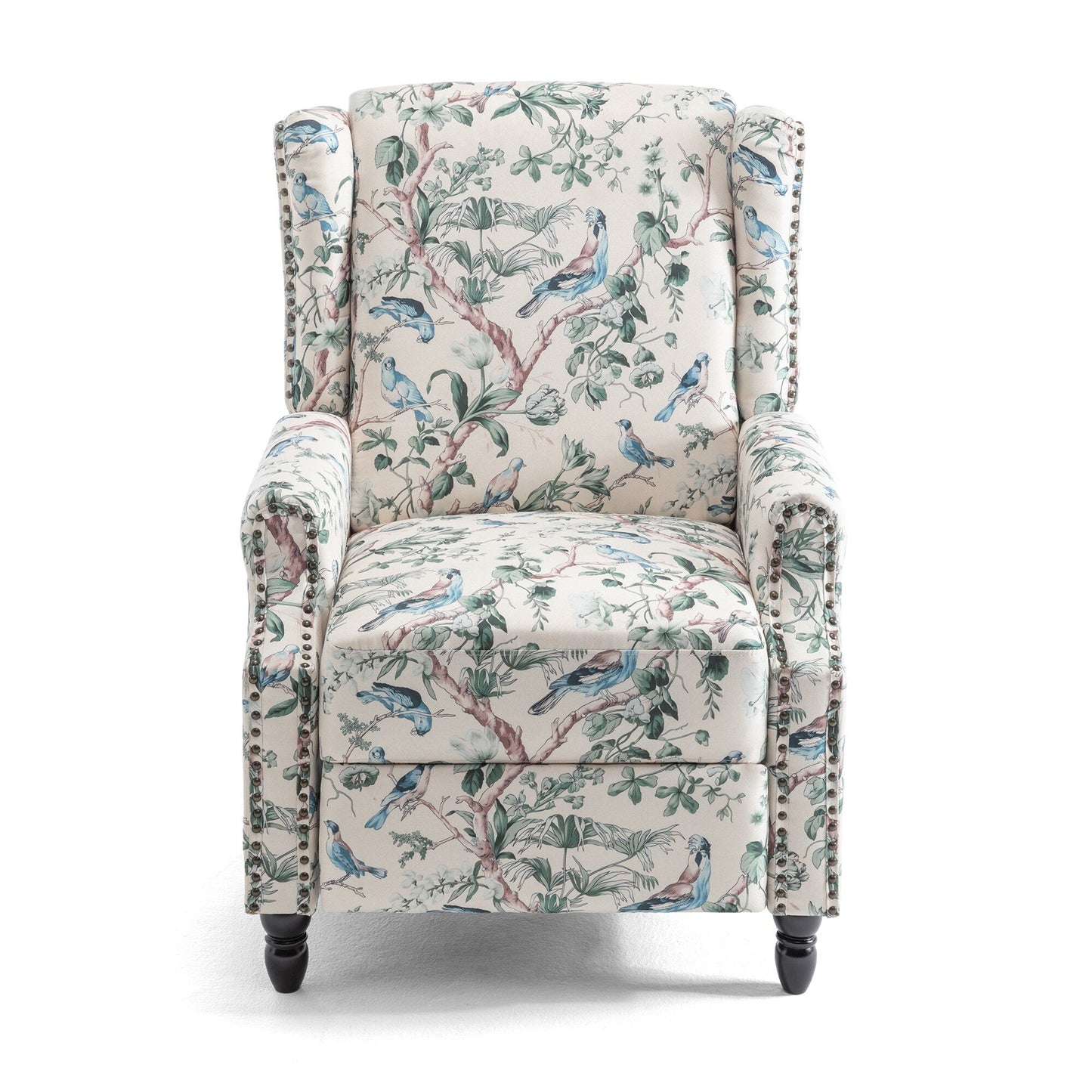 Fauteuil inclinable manuel rembourré en lin avec pieds en bois