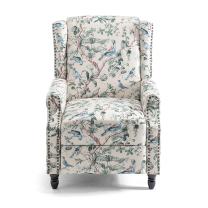 Fauteuil inclinable manuel rembourré en lin avec pieds en bois