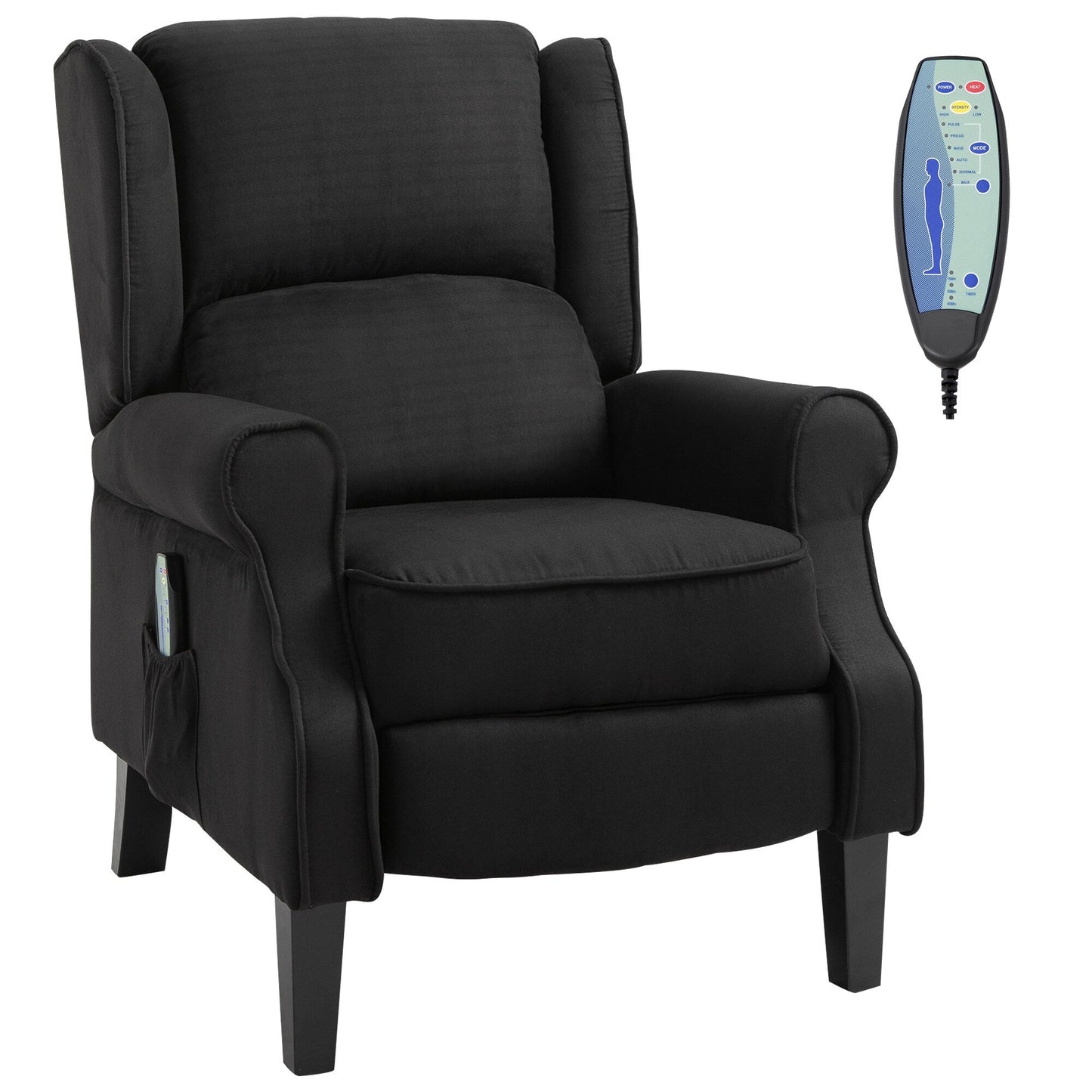 Fauteuil inclinable massant en lin avec fonction chauffante, télécommande et inclinaison manuelle