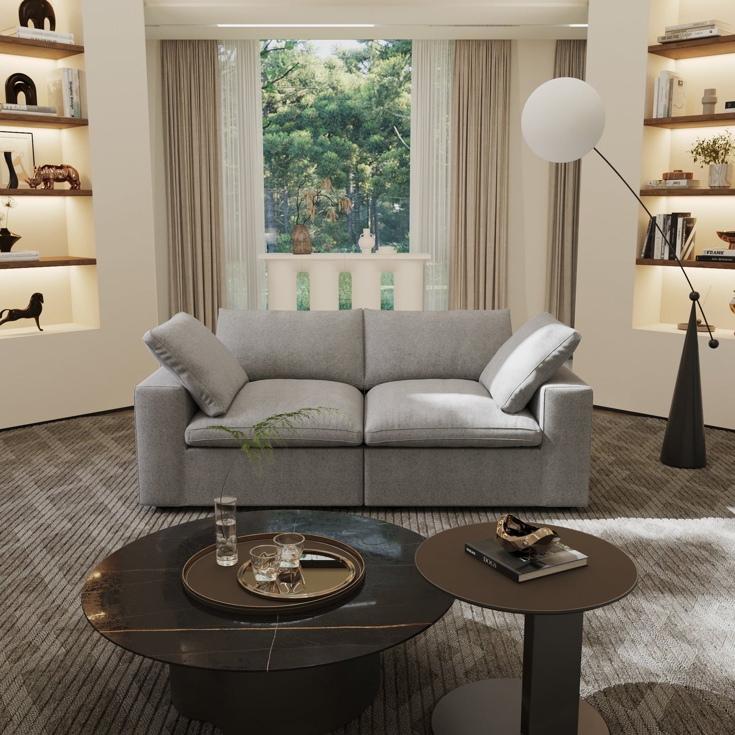 Canapé sectionnel en lin Canapé causeuse rembourré moderne