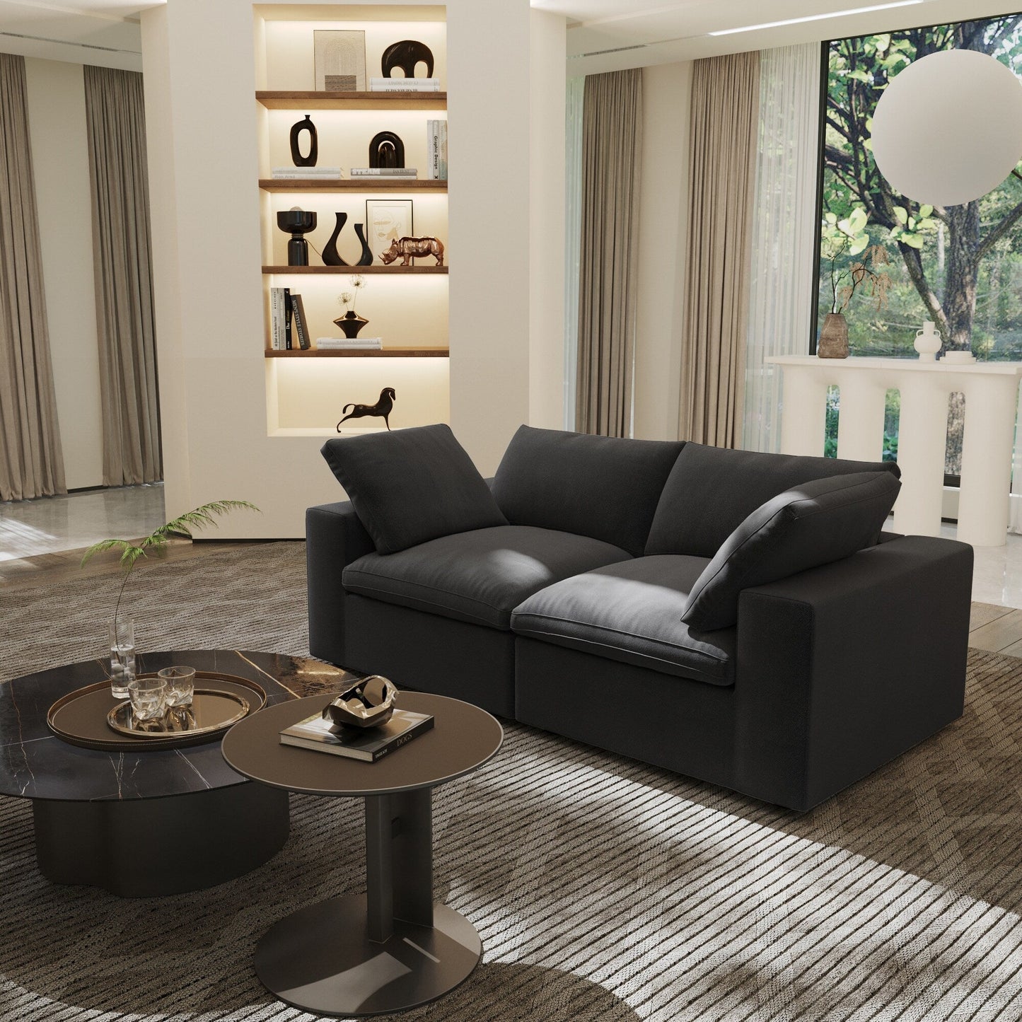 Canapé sectionnel en lin Canapé causeuse rembourré moderne