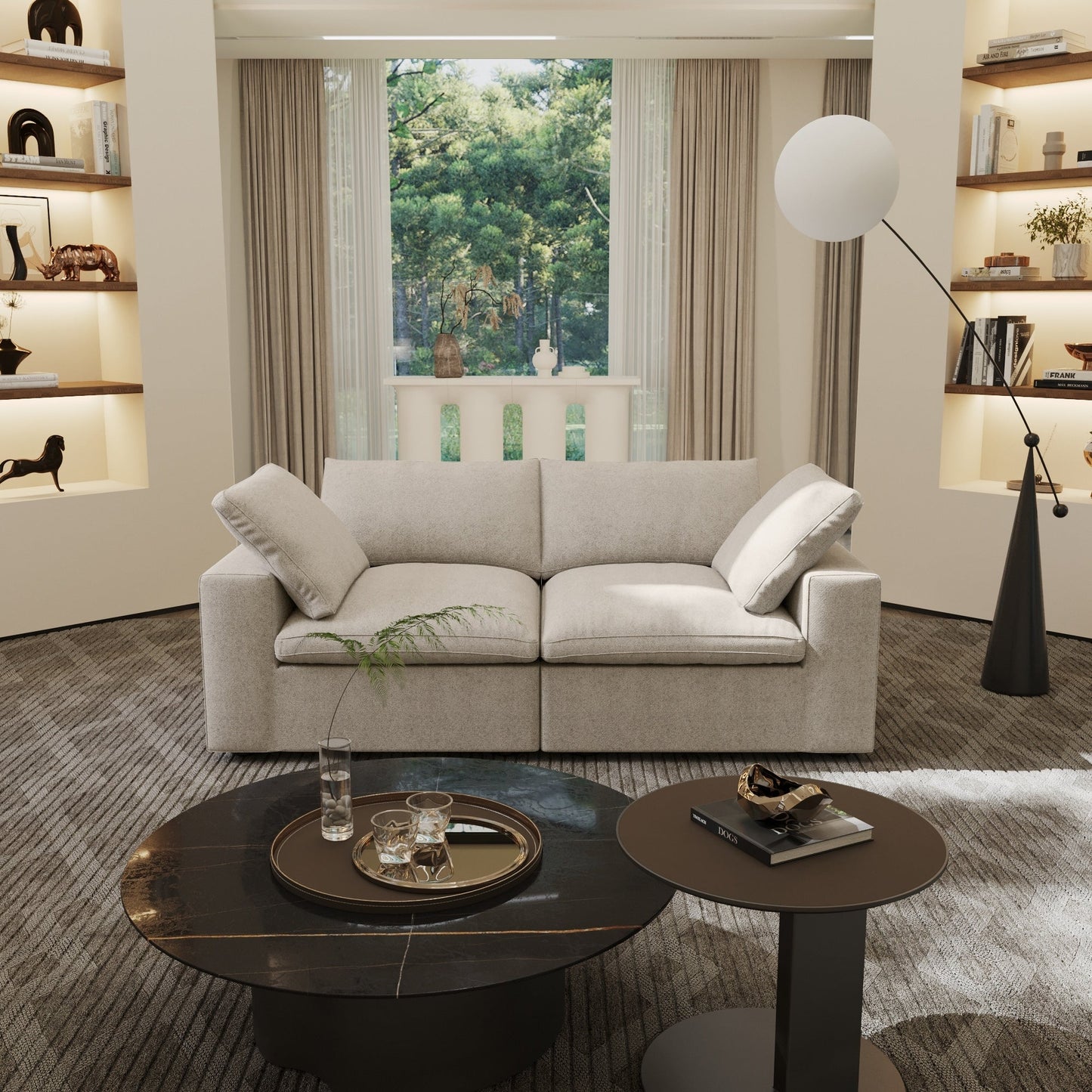 Canapé sectionnel en lin Canapé causeuse rembourré moderne