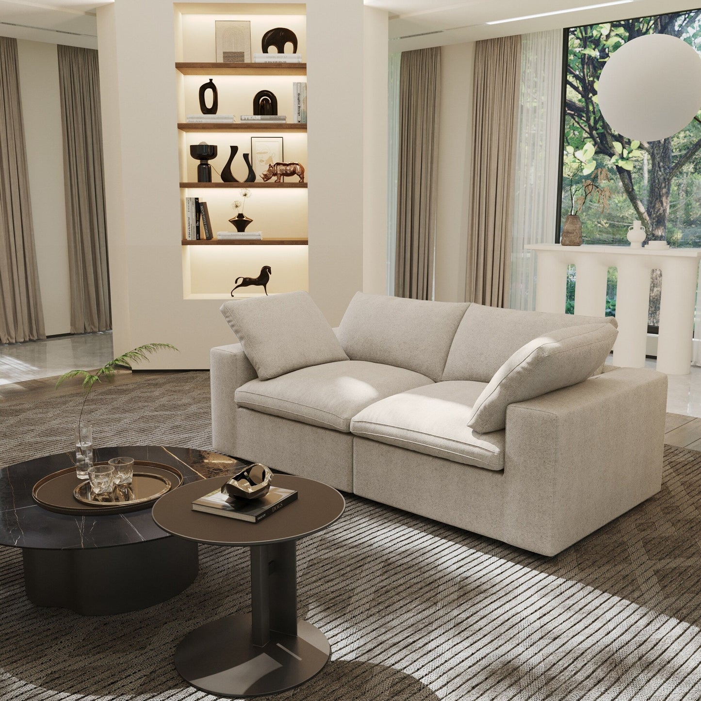 Canapé sectionnel en lin Canapé causeuse rembourré moderne