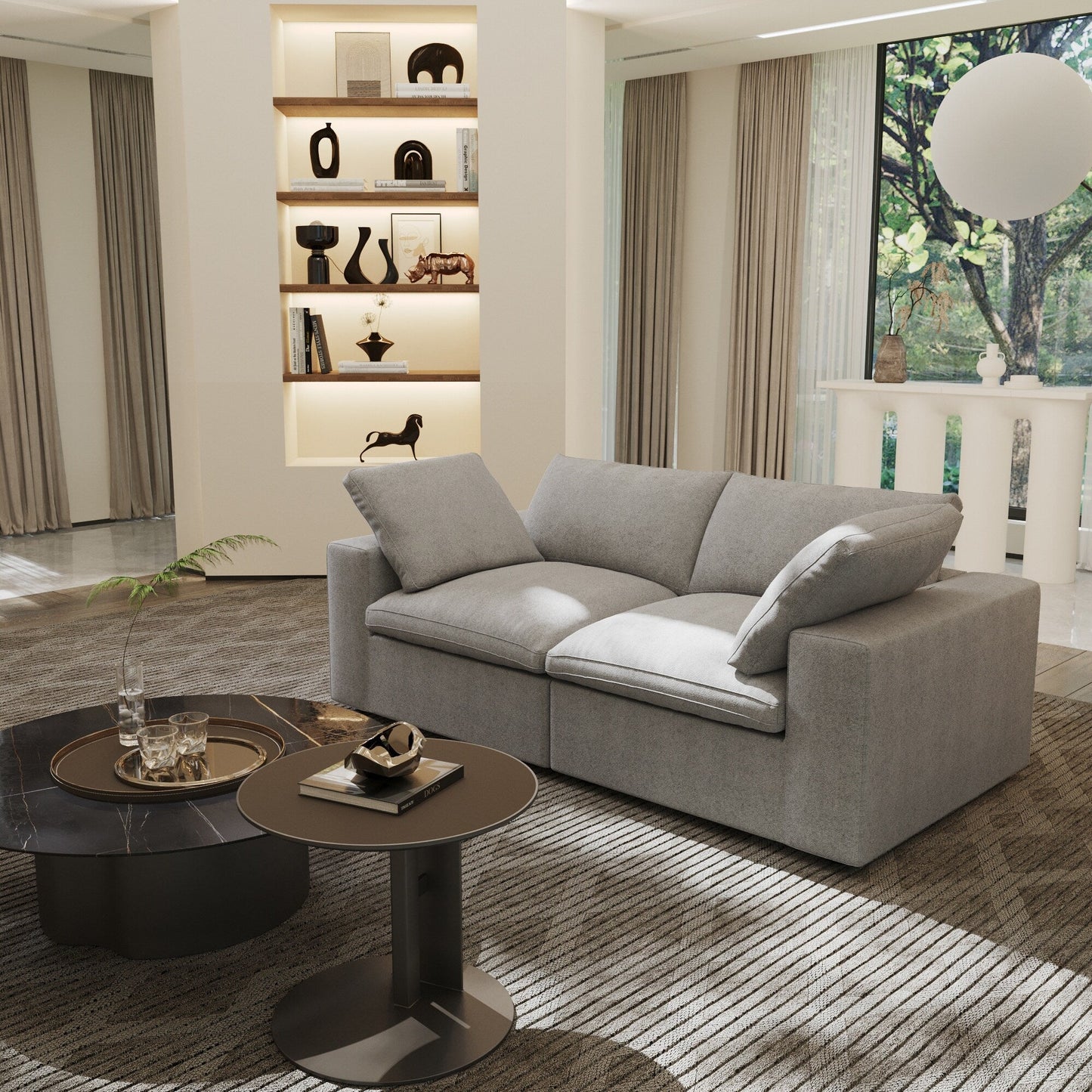 Canapé sectionnel en lin Canapé causeuse rembourré moderne