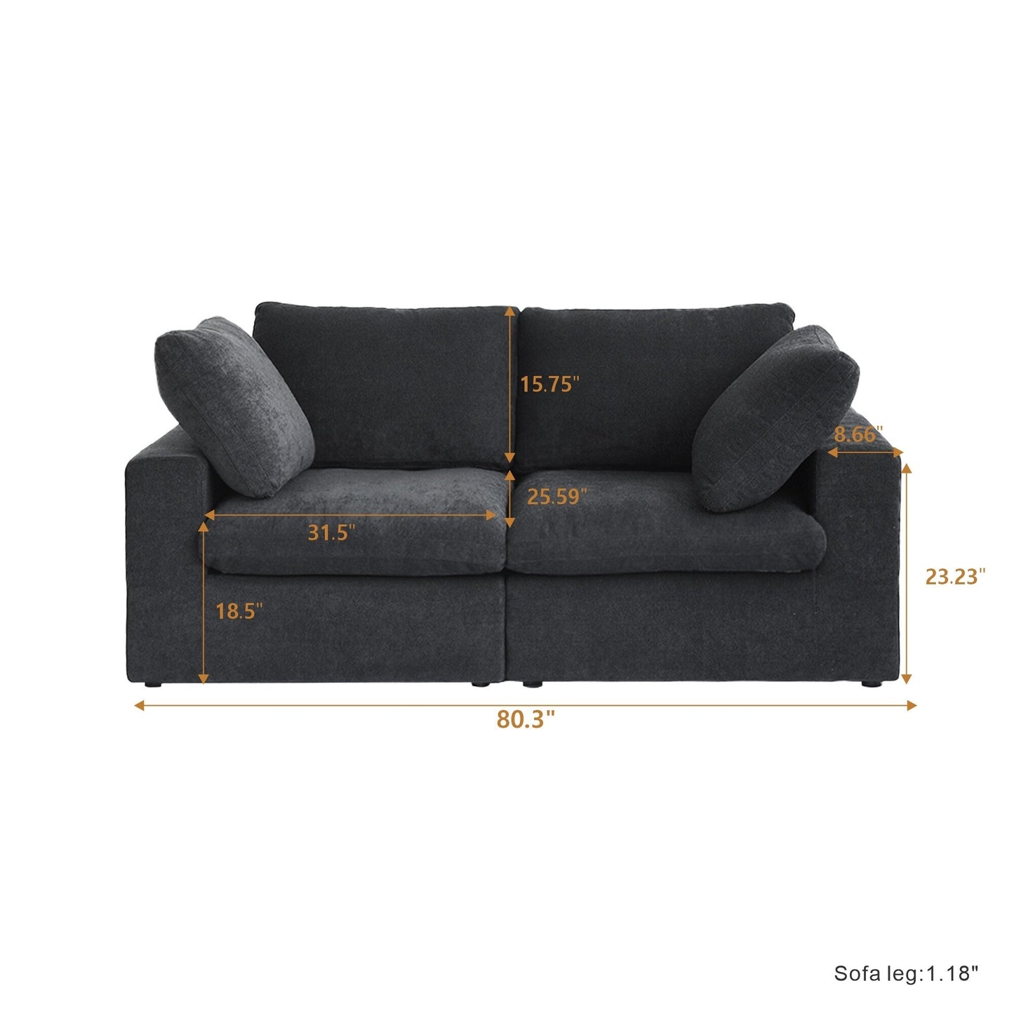 Canapé sectionnel en lin Canapé causeuse rembourré moderne