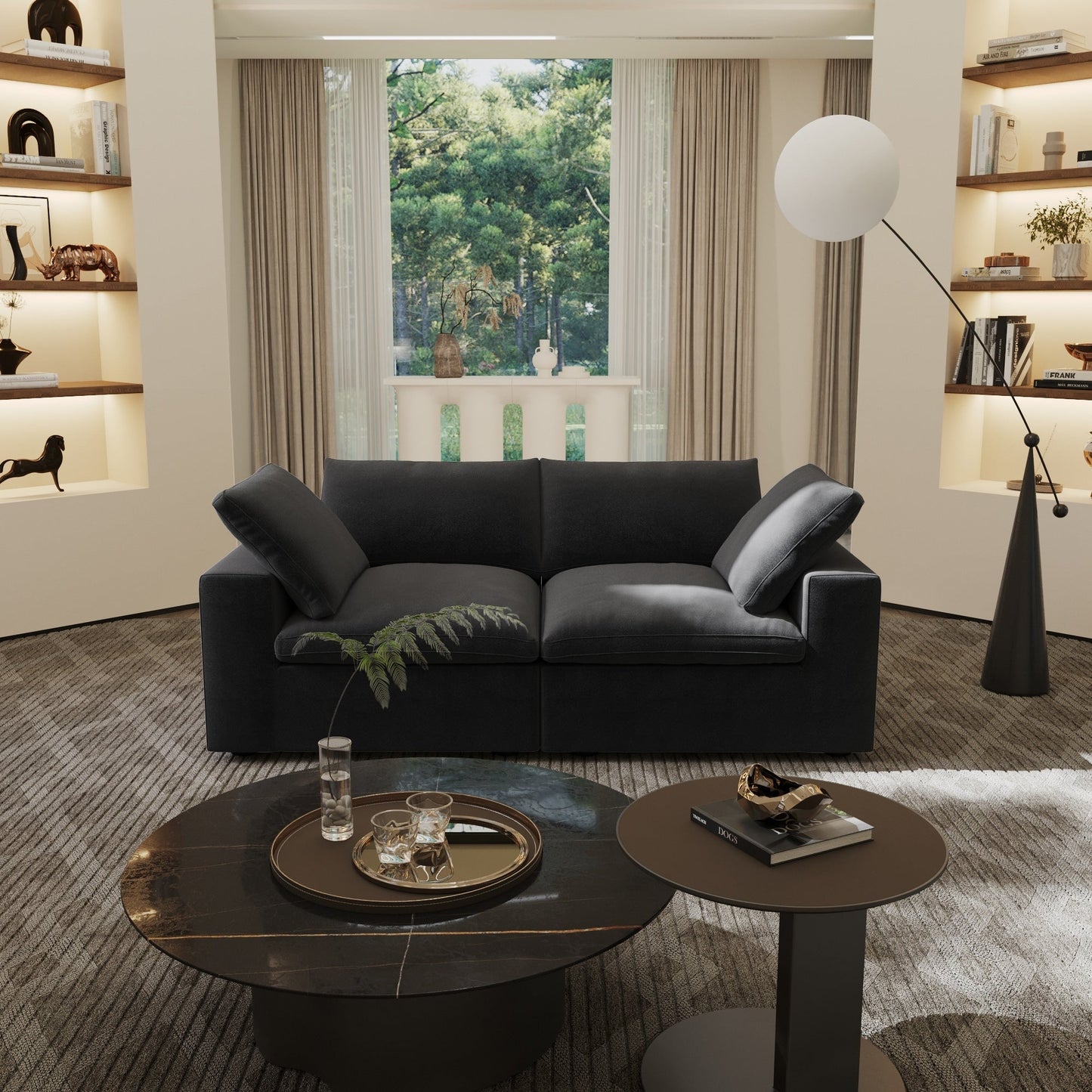 Canapé sectionnel en lin Canapé causeuse rembourré moderne