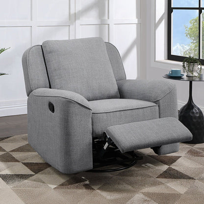 Fauteuil inclinable manuel pivotant et rembourré en lin gris