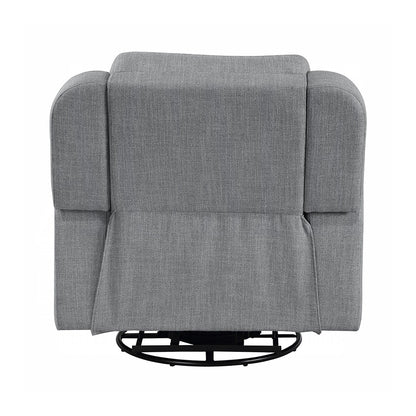 Fauteuil inclinable manuel pivotant et rembourré en lin gris