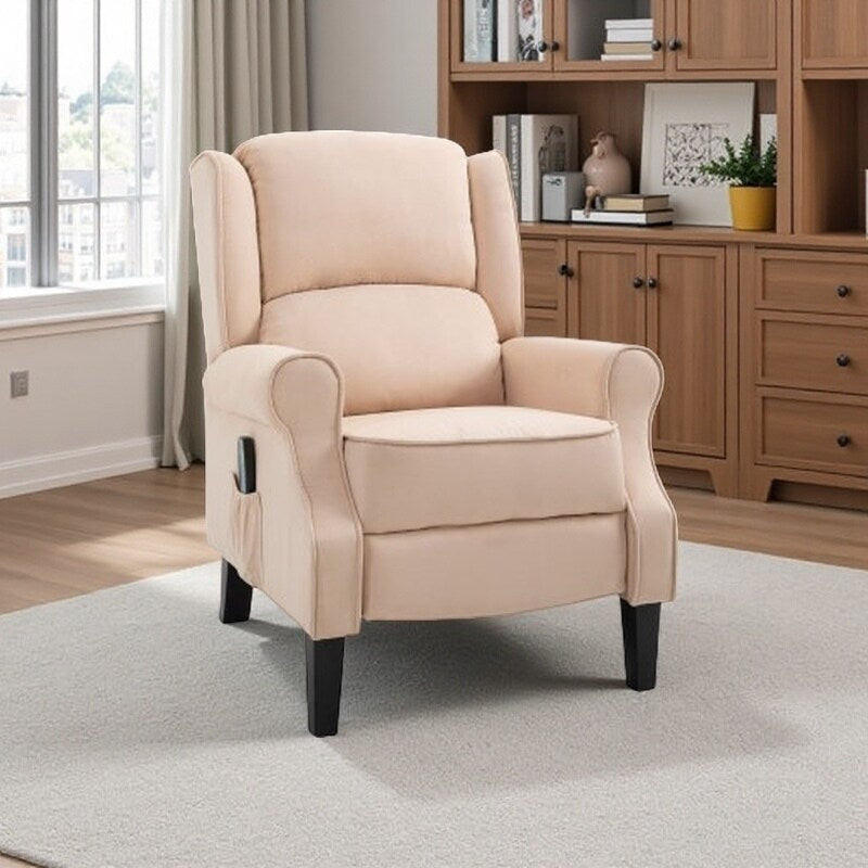 Canapé inclinable rembourré en lin avec chauffage et deux moteurs de massage, inclinaison manuelle et télécommande