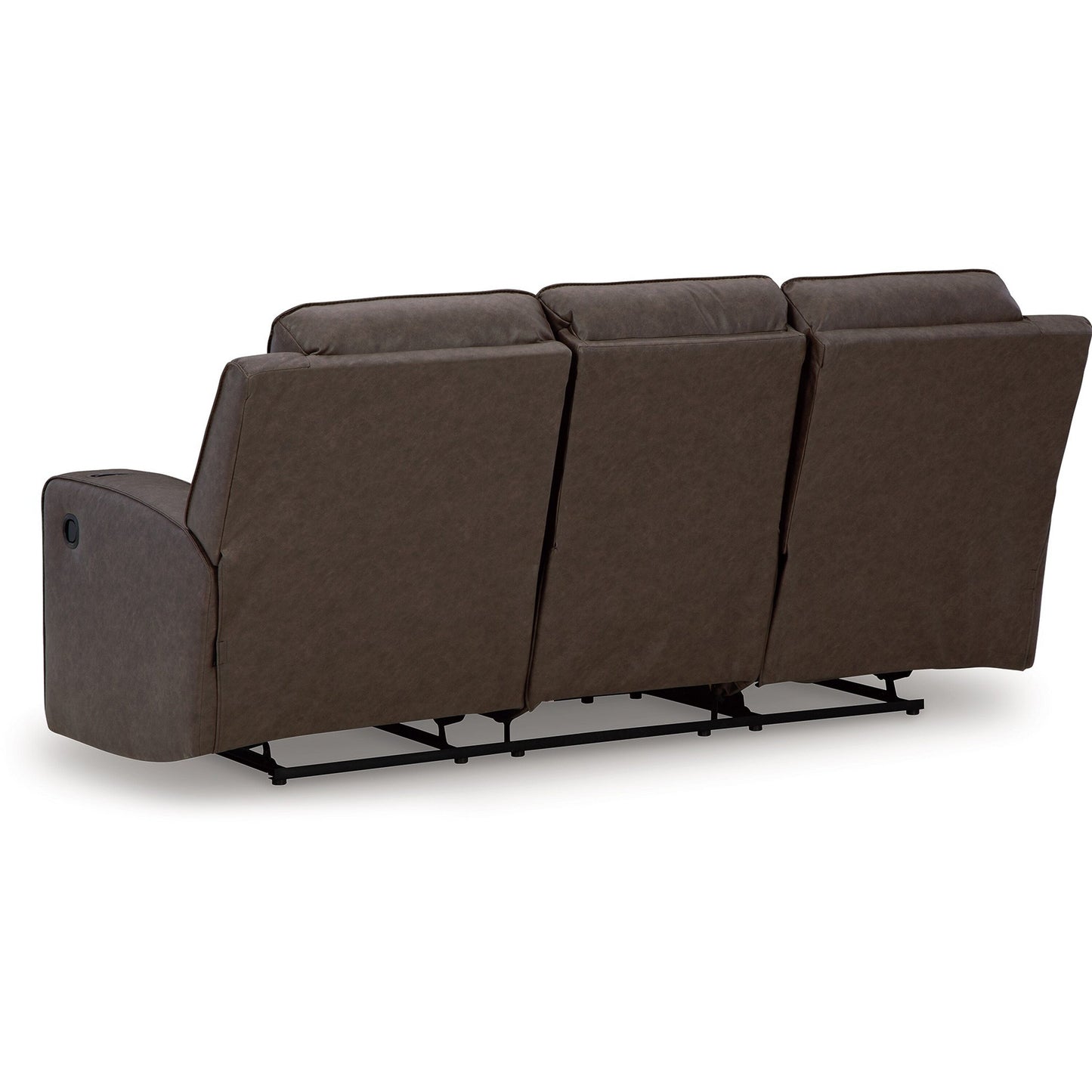 Canapé inclinable manuel Livie, USB, table 87 pouces, similicuir marron gris