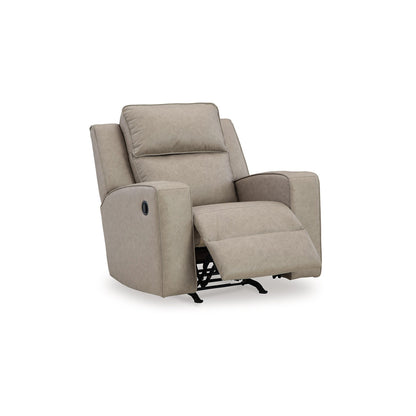 Fauteuil inclinable à bascule manuel Livie, porte-gobelet, similicuir beige gris