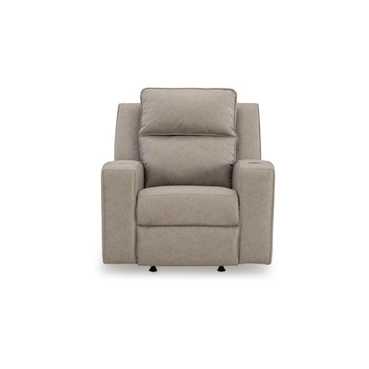 Fauteuil inclinable à bascule manuel Livie, porte-gobelet, similicuir beige gris
