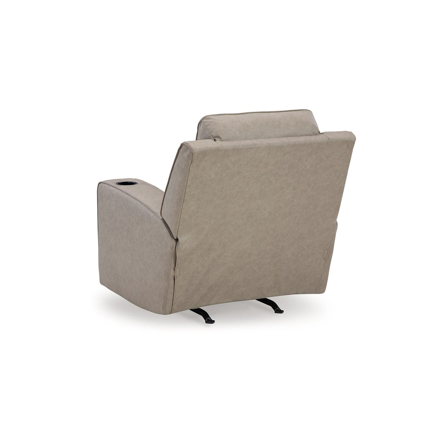 Fauteuil inclinable à bascule manuel Livie, porte-gobelet, similicuir beige gris