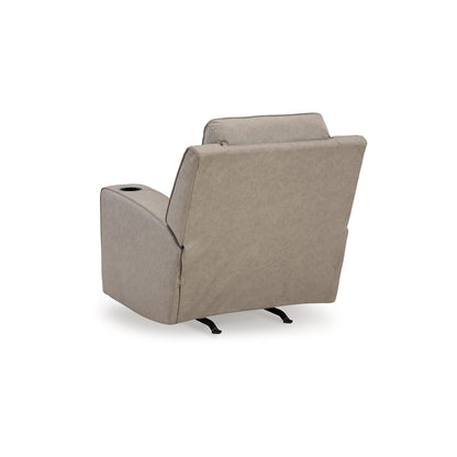 Fauteuil inclinable à bascule manuel Livie, porte-gobelet, similicuir beige gris