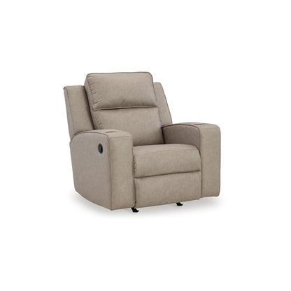 Fauteuil inclinable à bascule manuel Livie, porte-gobelet, similicuir beige gris