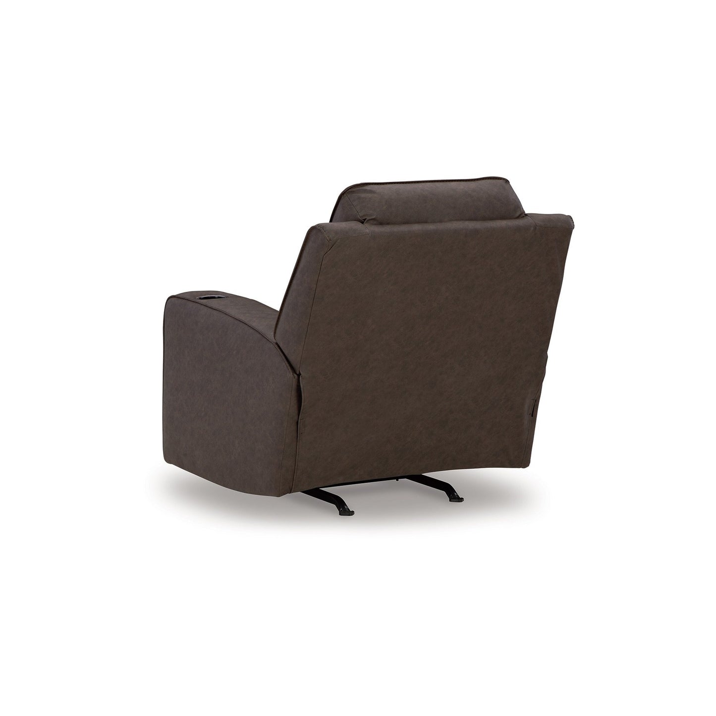 Fauteuil inclinable à bascule manuel Livie, similicuir marron foncé et gris