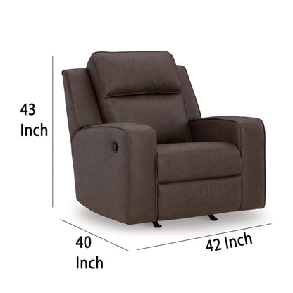 Fauteuil inclinable à bascule manuel Livie, similicuir marron foncé et gris