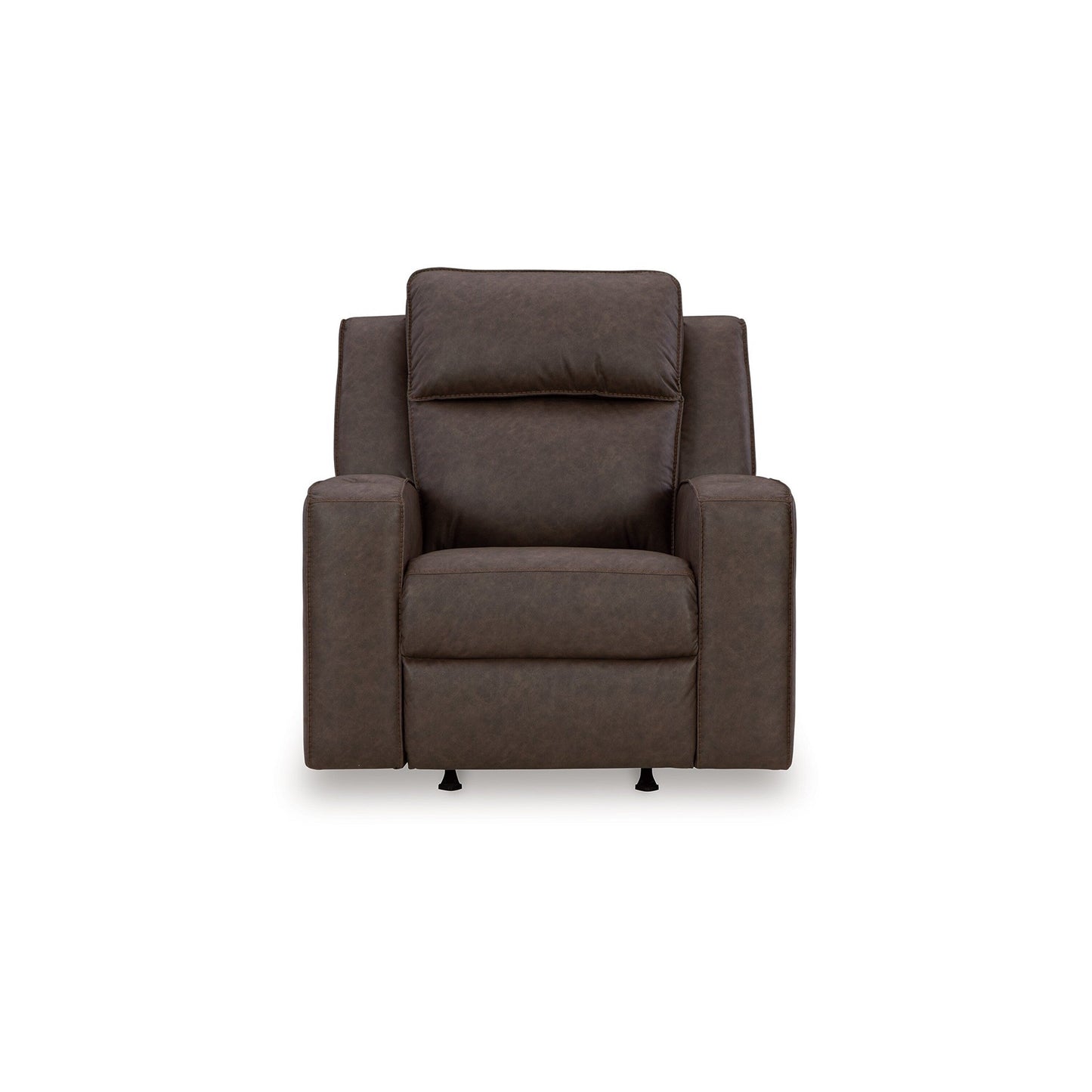 Fauteuil inclinable à bascule manuel Livie, similicuir marron foncé et gris
