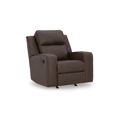 Fauteuil inclinable à bascule manuel Livie, similicuir marron foncé et gris