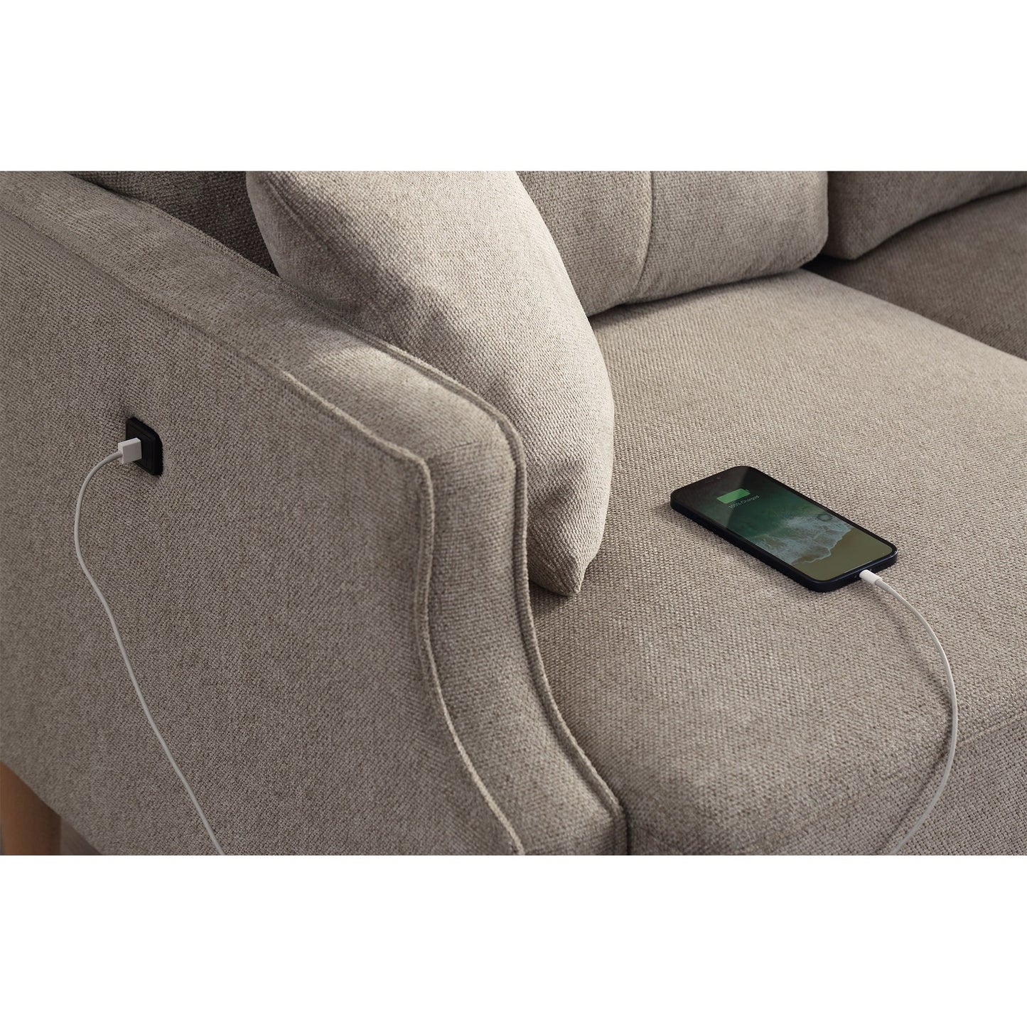 Canapé 3 places en tissu imperméable Living Space avec port de charge USB