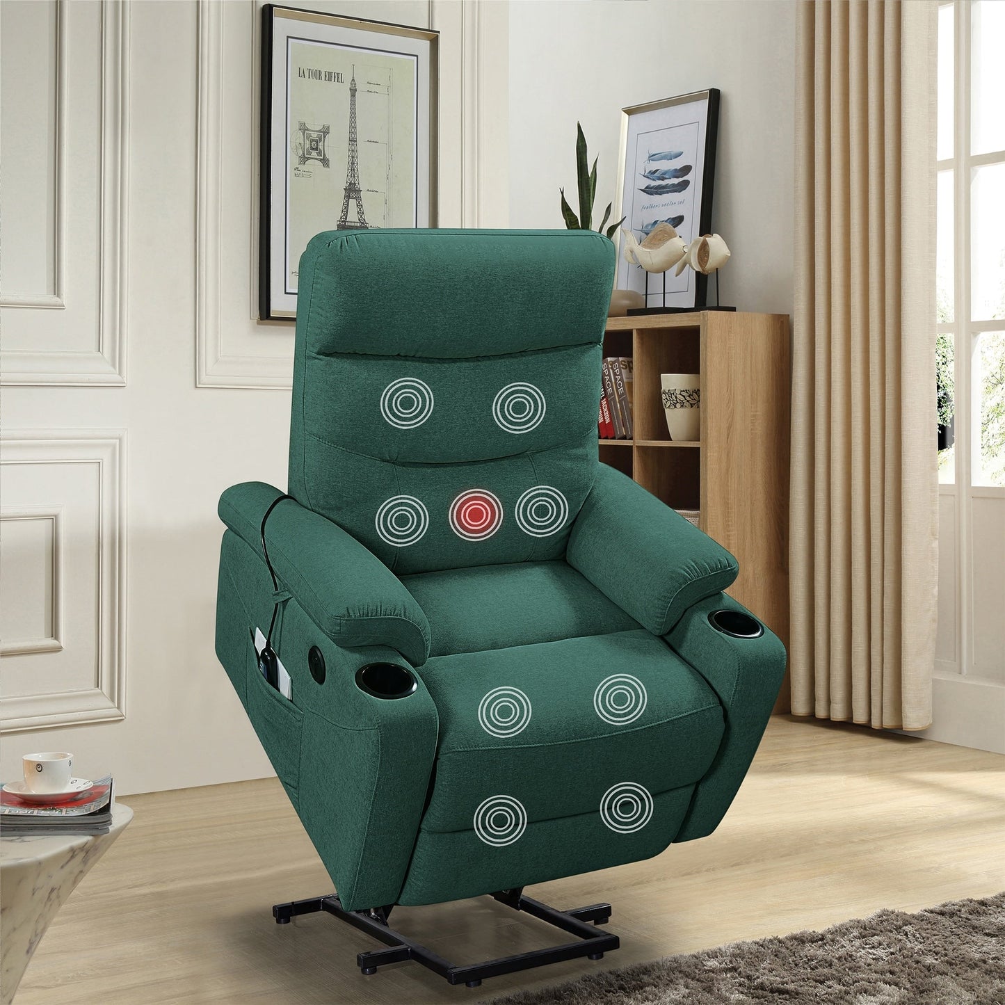 Fauteuil inclinable électrique Liyasi avec massage et chauffage pour personnes âgées