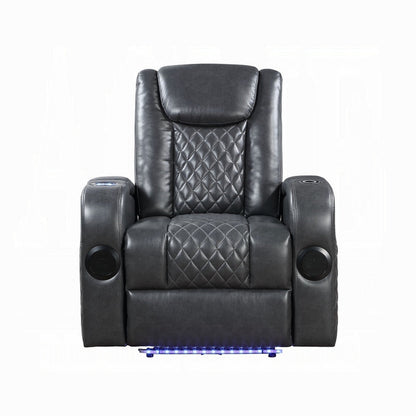Fauteuil inclinable électrique Liza, Bluetooth et USB, similicuir gris