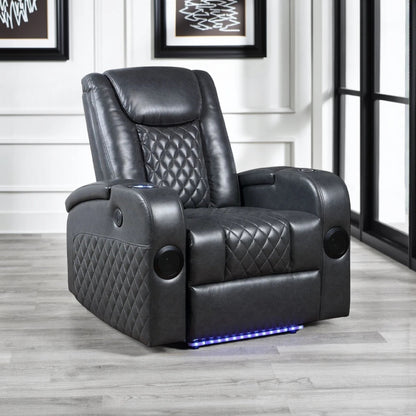 Fauteuil inclinable électrique Liza, Bluetooth et USB, similicuir gris