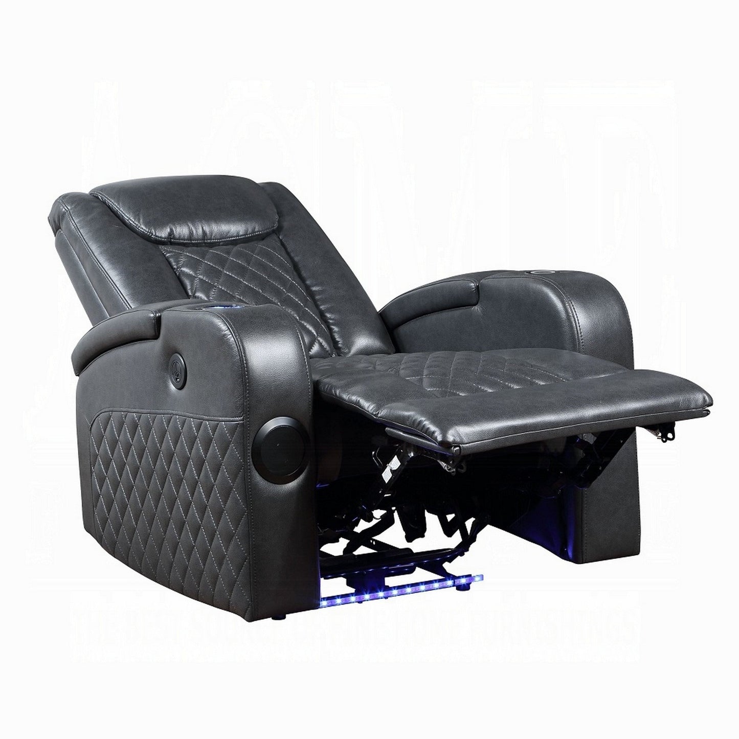 Fauteuil inclinable électrique Liza, Bluetooth et USB, similicuir gris