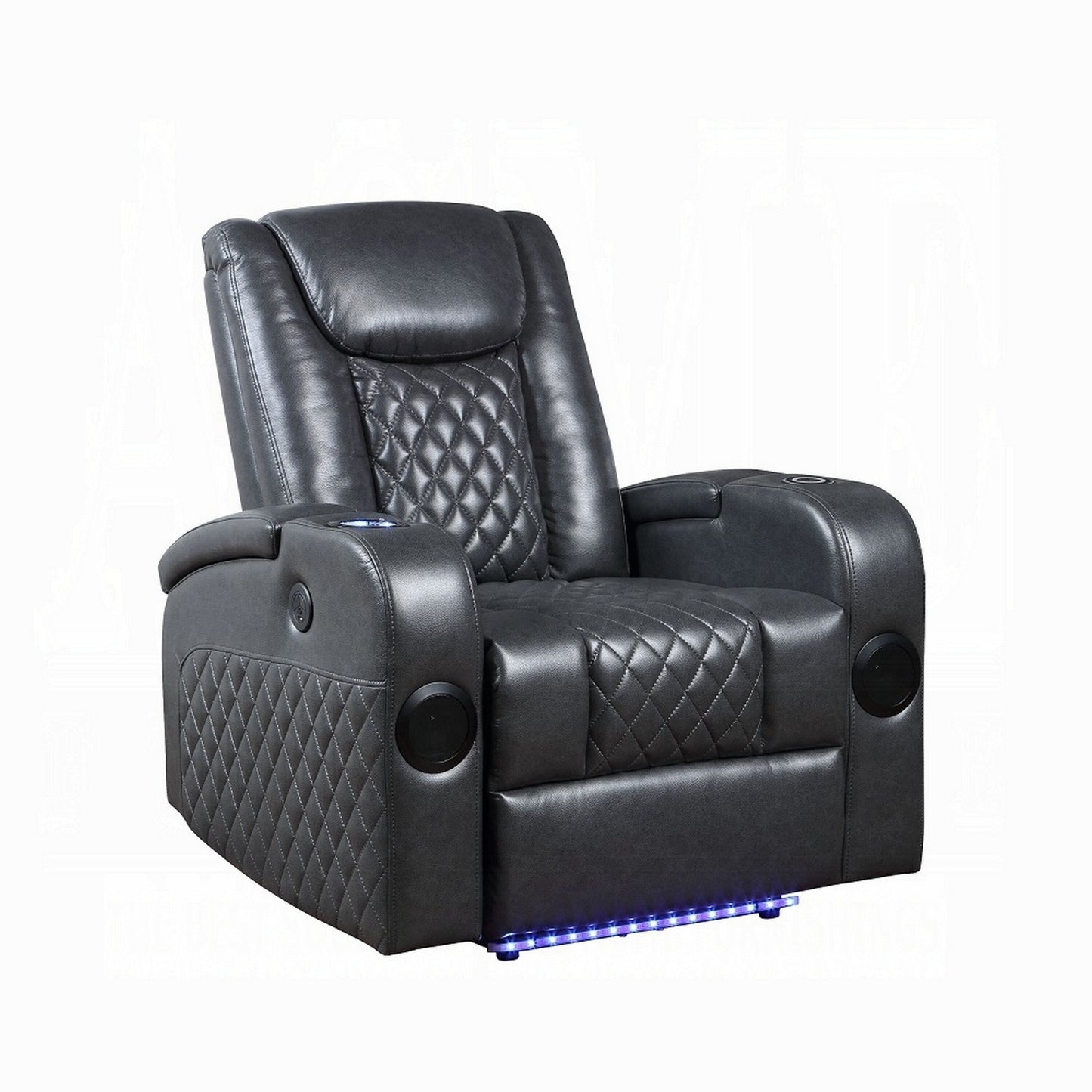 Fauteuil inclinable électrique Liza, Bluetooth et USB, similicuir gris