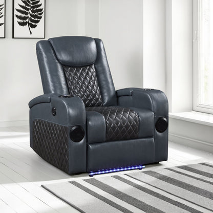 Fauteuil inclinable Liza Power Motion, Bluetooth, similicuir gris noir