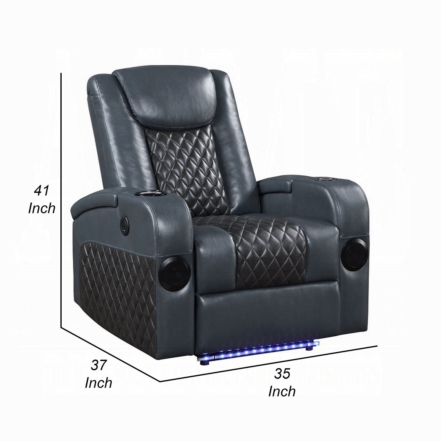 Fauteuil inclinable Liza Power Motion, Bluetooth, similicuir gris noir