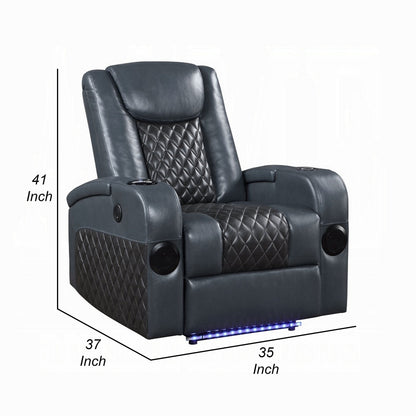 Fauteuil inclinable Liza Power Motion, Bluetooth, similicuir gris noir