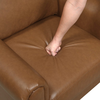 Canapé Lo avec accoudoirs roulés, similicuir marron style milieu de siècle, 79 pouces