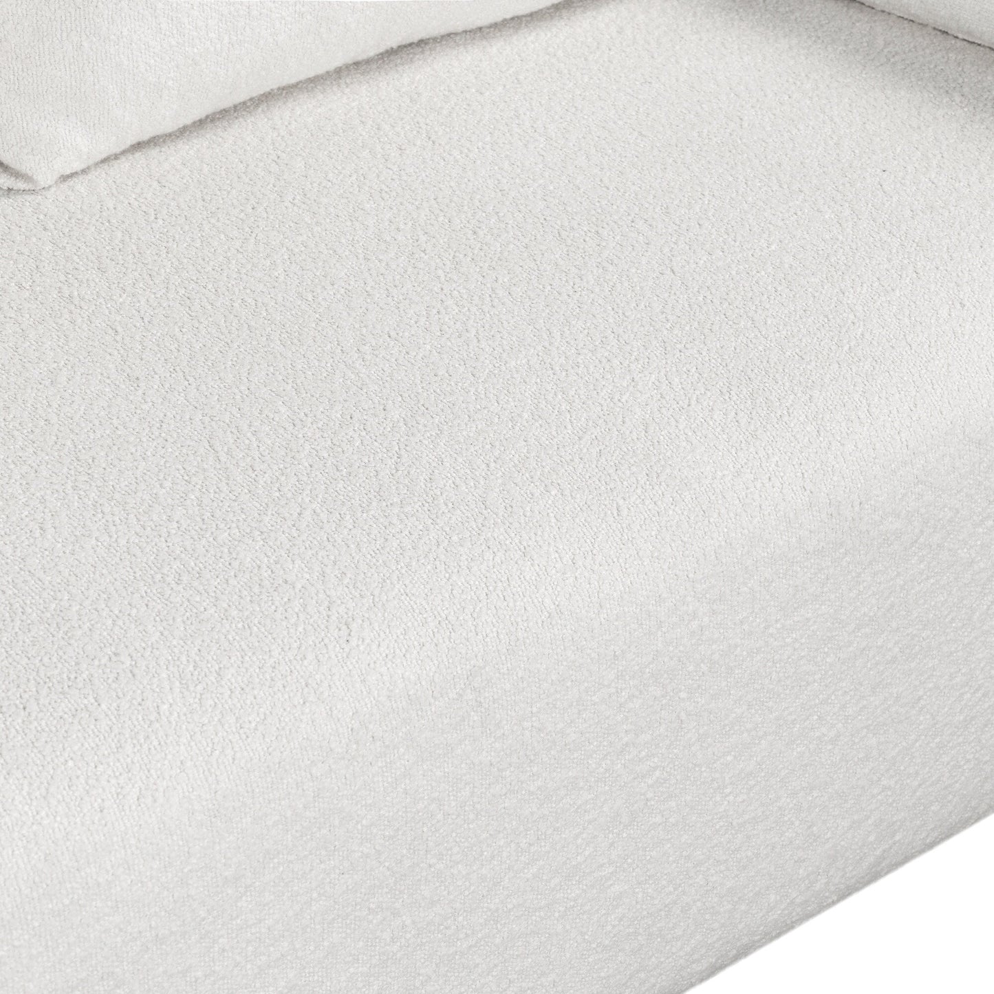 Canapé en tissu bouclé, structure d'assise monobloc, canapé minimaliste 2-3 places facile à installer, causeuses avec accoudoirs bombés extra larges