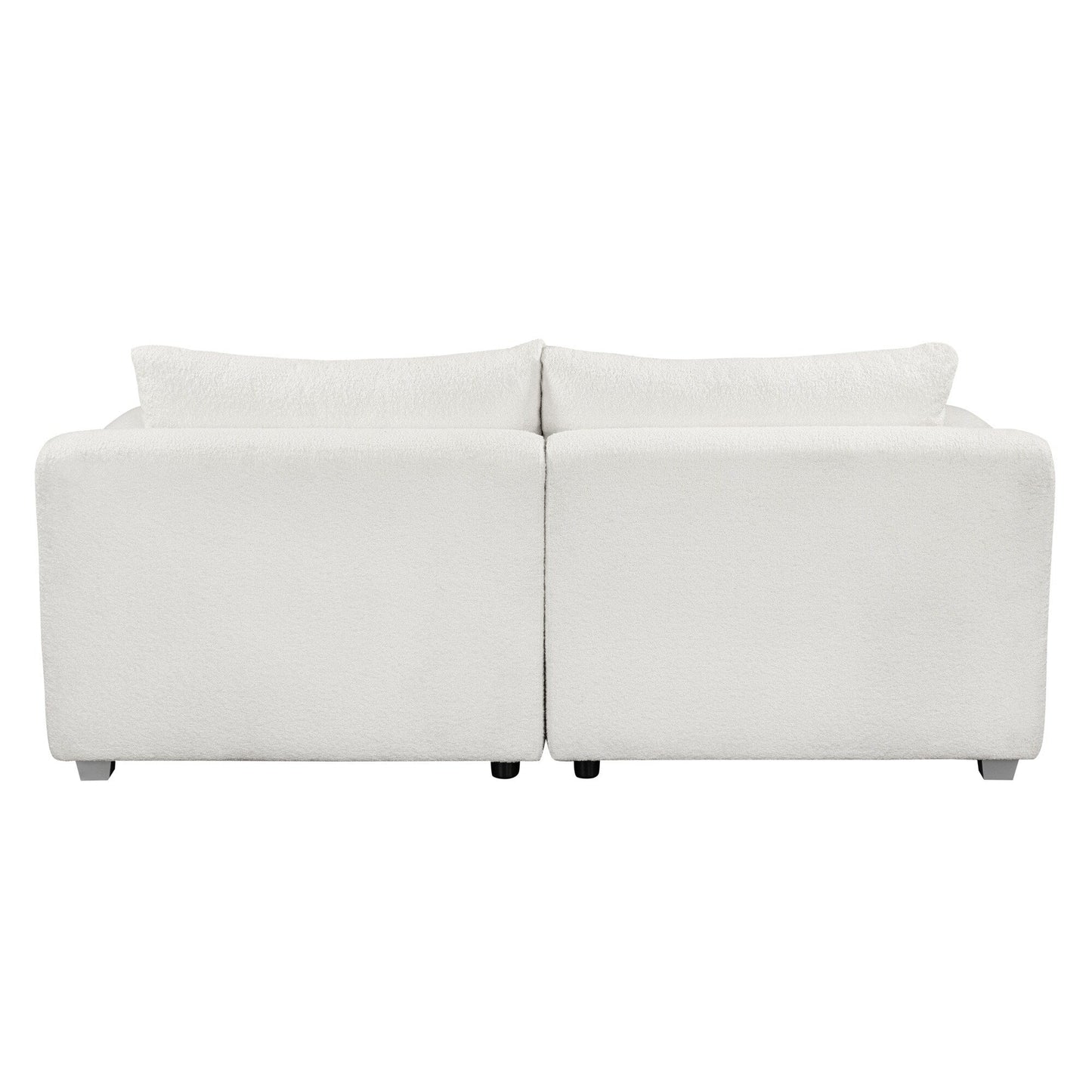 Canapé en tissu bouclé, structure d'assise monobloc, canapé minimaliste 2-3 places facile à installer, causeuses avec accoudoirs bombés extra larges