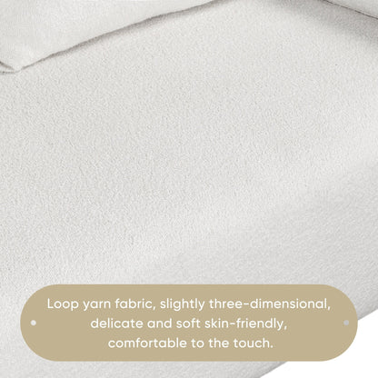 Canapé en tissu bouclé, structure d'assise monobloc, canapé minimaliste 2-3 places facile à installer, causeuses avec accoudoirs bombés extra larges