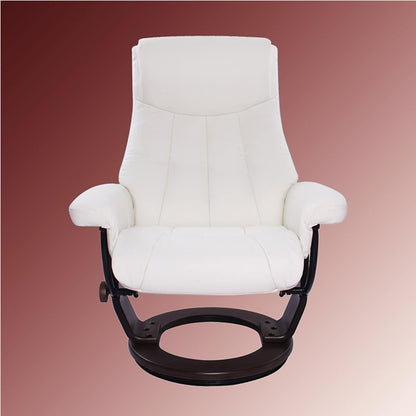 Fauteuil inclinable pivotant en cuir avec pouf assorti