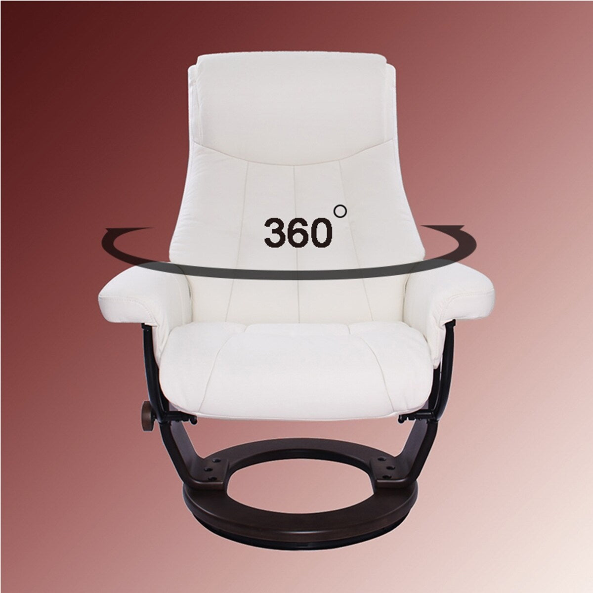 Fauteuil inclinable pivotant en cuir avec pouf assorti