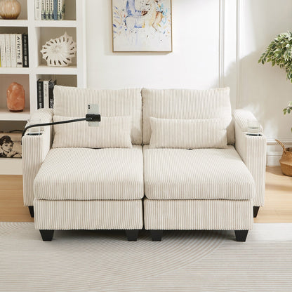 Canapé-lit en velours côtelé avec ports USB