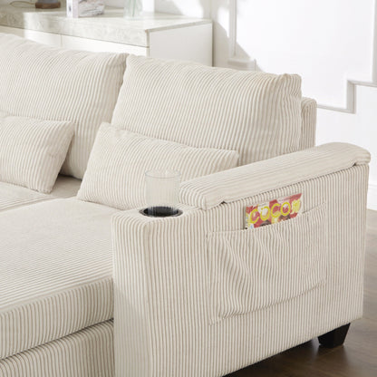 Canapé-lit en velours côtelé avec ports USB